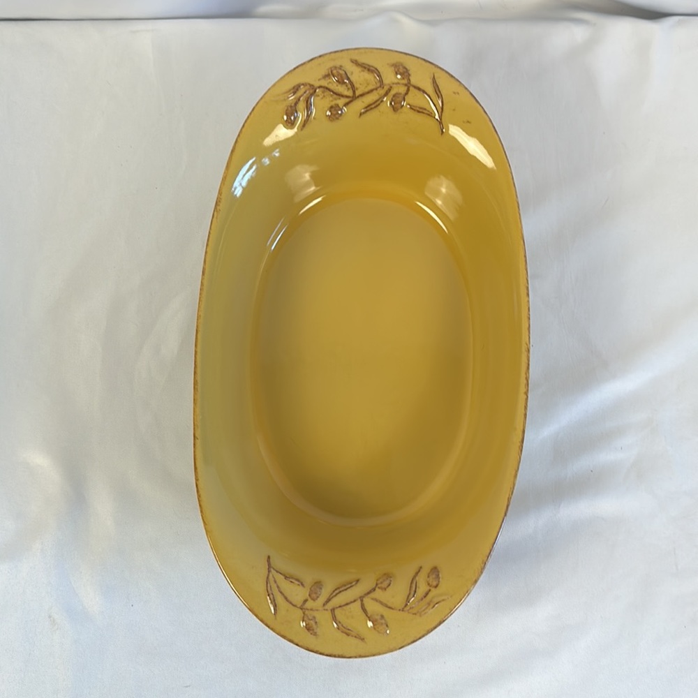 Cerutil Stoneware Oval Serving Bowls Mustard Yellow Portugal - Picture 4 of 9